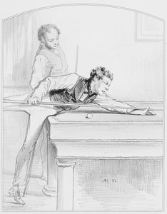 ビリヤード、レトクワドのプレート19、1858 作： Paul Gavarni